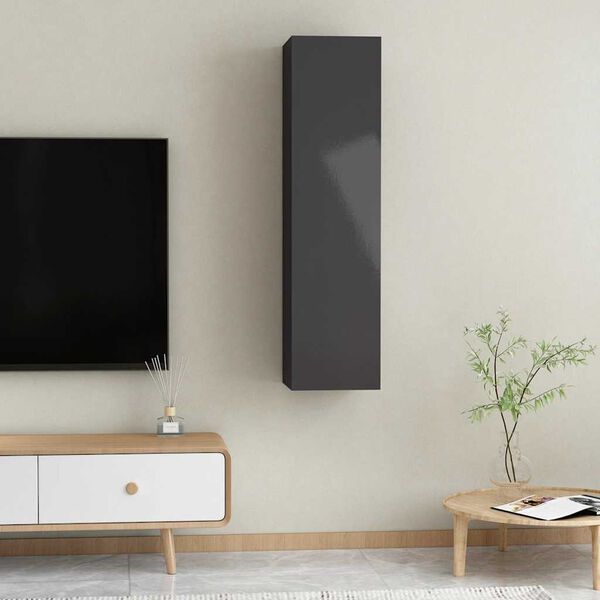 vidaXL Mobili TV 2pz Grigio Lucido 30,5x30x60 cm Legno Multistrato