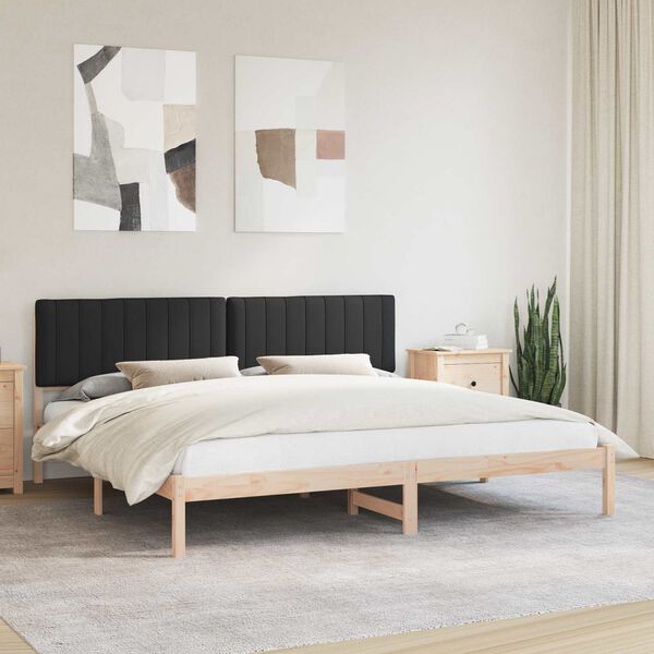 vidaXL Letto con Testiera Rivestita Nero 200 x 200 cm Pino massello
