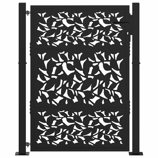 vidaXL Cancello da giardino nero 100x125 cm in acciaio con design a foglia