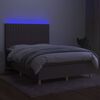 vidaXL Letto a Molle con Materasso e LED Tortora 140x200 cm in Tessuto