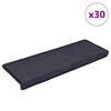 vidaXL Tappetini per scale 30 pz 65x21x4 cm Grigio scuro e blu con bordo rettangolare
