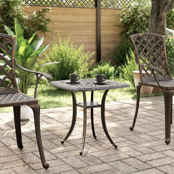 vidaXL Tavolo da Giardino Bronzo 53x53x53 cm in Alluminio Pressofuso