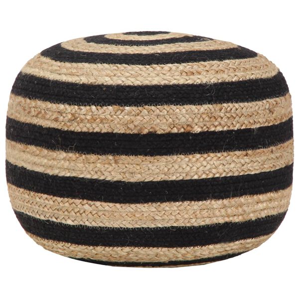 vidaXL Pouf Lavorato a Mano Nero 45x30 cm in Juta