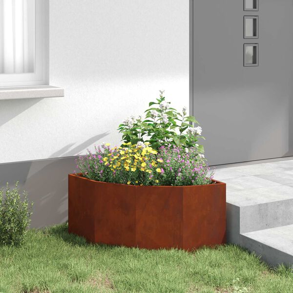 vidaXL Vaso d'angolo Ruggine 60 x 60 x 35 cm acciaio corten
