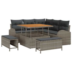 vidaXL Set Divano da Giardino con cuscino 8 pcs Grigio polyrattan