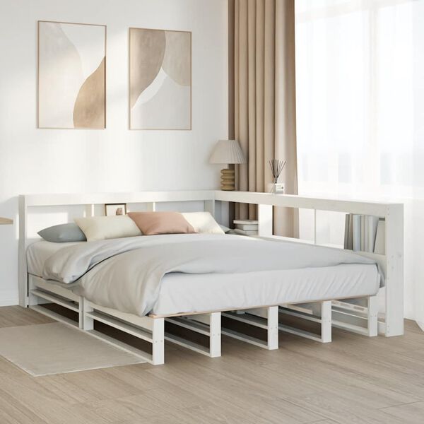 vidaXL Letto Libreria senza Materasso Bianco 160x200 cm Legno di Pino