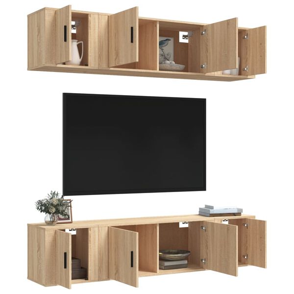 vidaXL Set di Mobili Porta TV 6 pz Rovere Sonoma in Legno Multistrato