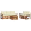 vidaXL Set divani 6 pcs Naturale e Crema Legno di Acacia Massello