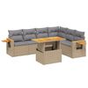 vidaXL Set Divani da Giardino 7 pz con Cuscini Beige in Polyrattan