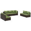 vidaXL Set Divani da Giardino 7 pz con Cuscini in Polyrattan Marrone