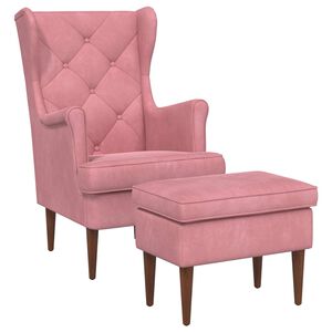 vidaXL Poltrona con Ottomano 2 pz Rosa Velluto