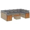 vidaXL Set Divano da Giardino 10 pz con Cuscini Beige in Polyrattan