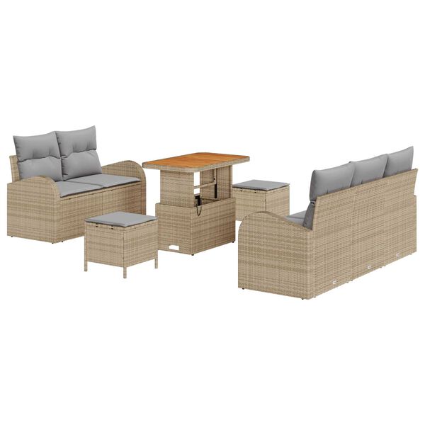 vidaXL Set Divano da Giardino con cuscino 8 pcs Beige polyrattan