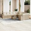 vidaXL Set Divani da Giardino 11 pz con Cuscini Beige in Polyrattan