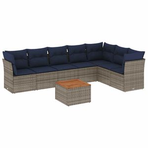 vidaXL Set Divani da Giardino 8 pz con Cuscini Grigio in Polyrattan
