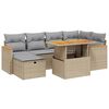 vidaXL Set Divani da Giardino 7 pz con Cuscini Beige in Polyrattan