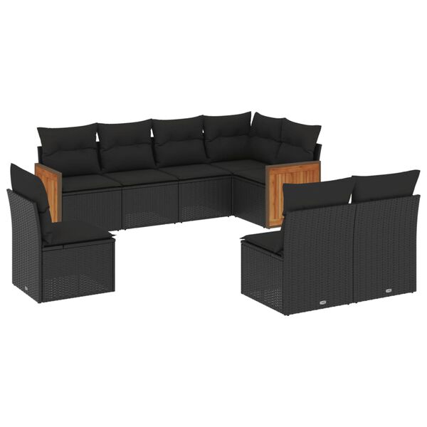 vidaXL Set Divani da Giardino con Cuscini 8 pz Nero in Polyrattan