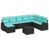 vidaXL Set di divani 9 pz Nero e Turchese polyrattan