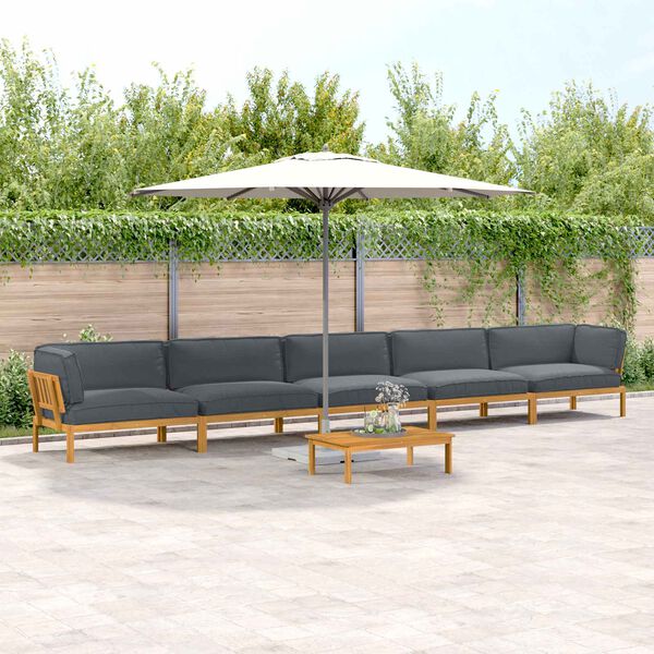 vidaXL Set di divani 6 pcs Antracite Legno di Acacia Massello