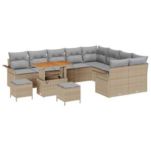 vidaXL Set Divano da Giardino 12 pcs Beige polyrattan