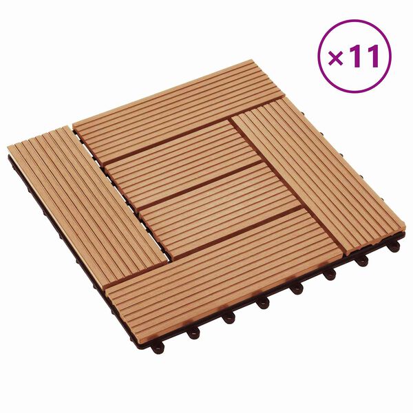 vidaXL Piastrella per Decking 11 pcs Teak riciclato 30 x 30 cm WPC