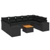 vidaXL Set Divani da Giardino 10pz con Cuscini in Polyrattan Nero