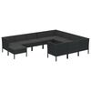 vidaXL Set Divani da Giardino 11 pz con Cuscini in Polyrattan Nero