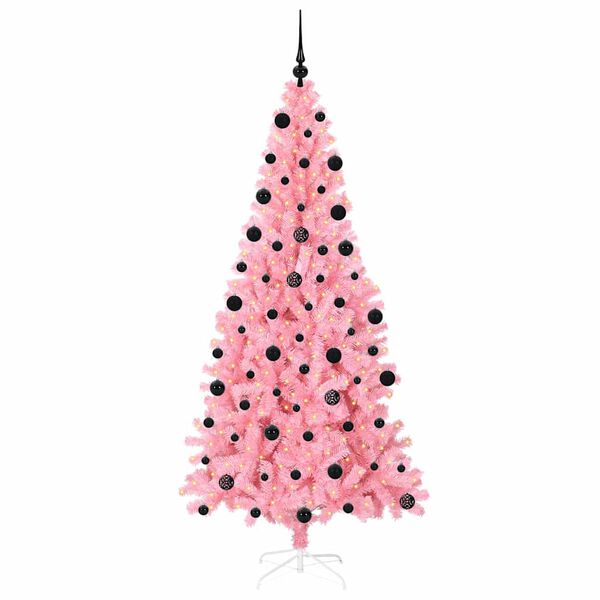 vidaXL Albero di Natale con 300 LED con supporto Rosa 210 cm PVC