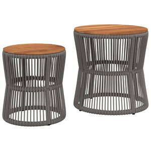 vidaXL Tavolini da Giardino 2pz con Piano in Legno Grigi in Polyrattan