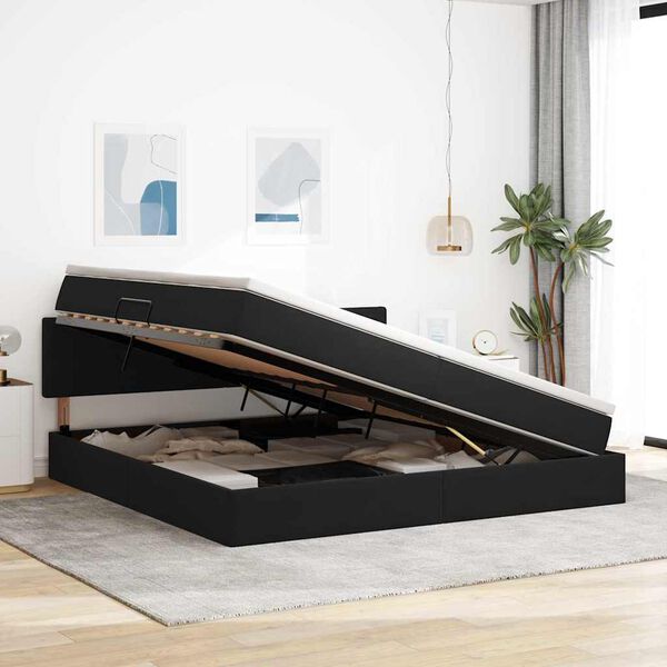 vidaXL Letto con contenitore e LED con led Nero 200 x 200 cm Velluto