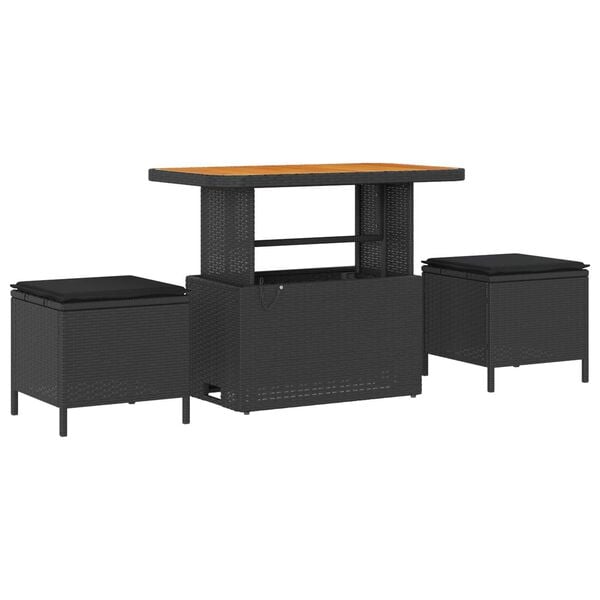 vidaXL Set Divano da Giardino con cuscino con archiviazione 9 pcs Nero