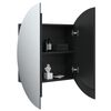 vidaXL Armadio da Bagno con Specchio Rotondo e LED Nero 54x54x17,5 cm