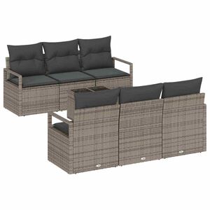 vidaXL Set Divano da Giardino 7 pz 6-Numero di posti Grigio polyrattan