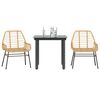 vidaXL Set da Pranzo da Giardino 3 pz Marrone in Polyrattan Vetro