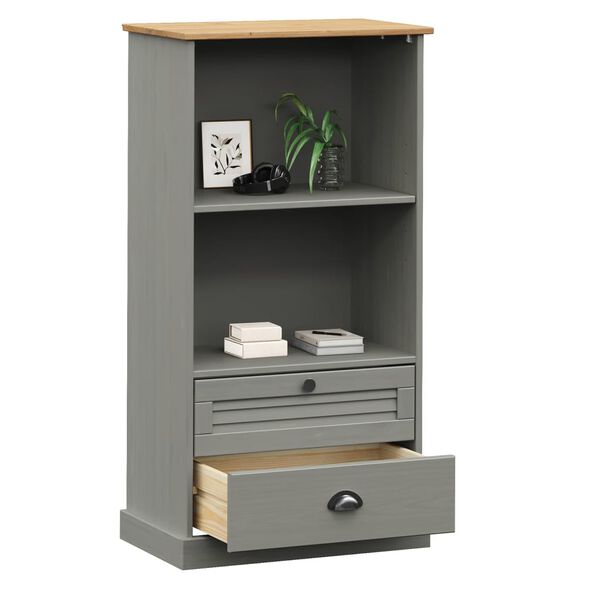vidaXL Libreria VIGO 60x35x114,5 cm in Legno Massello di Pino Grigio