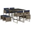 vidaXL Set da pranzo da giardino da 9 pz con Cuscini in Polyrattan Grigio