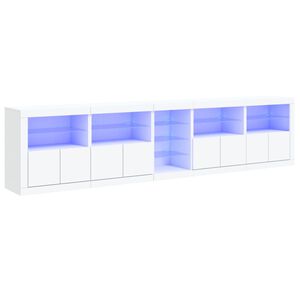 vidaXL Credenza con Luci LED Bianca 283x37x67 cm