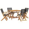 vidaXL Set da Pranzo per Giardino 5pz Nero Polyrattan e Legno Massello