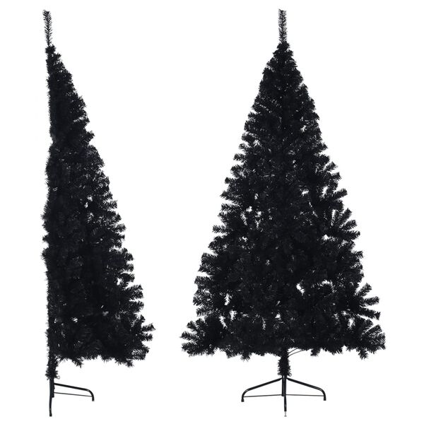 vidaXL Albero di Natale Artificiale a Metà con Base Nero 180 cm PVC