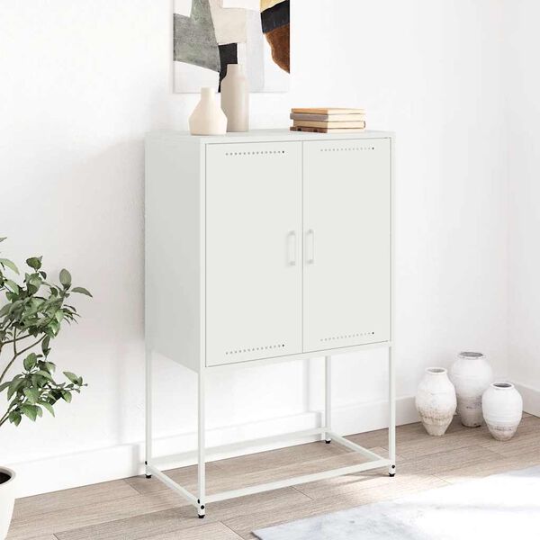 vidaXL Credenza Bianca 68,5x38,5x107 cm in Acciaio