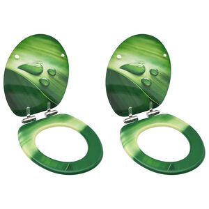 vidaXL Tavolette WC Chiusura Ammortizzata 2pz MDF Verde Goccia d'Acqua