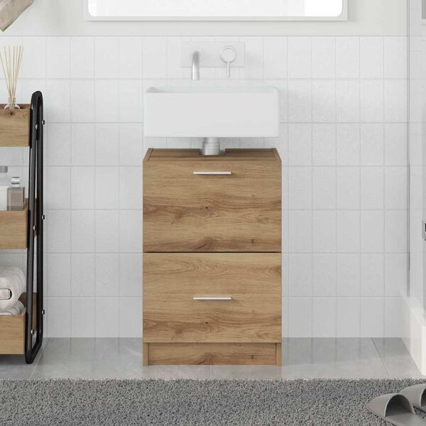 vidaXL Mobile da Bagno con cassetto Rovere artigianale 40 x 37 x 59 cm