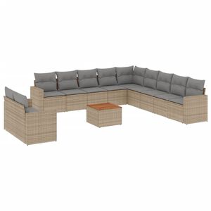 vidaXL Set Divano da Giardino 12 pz con Cuscini Beige Misto Polyrattan