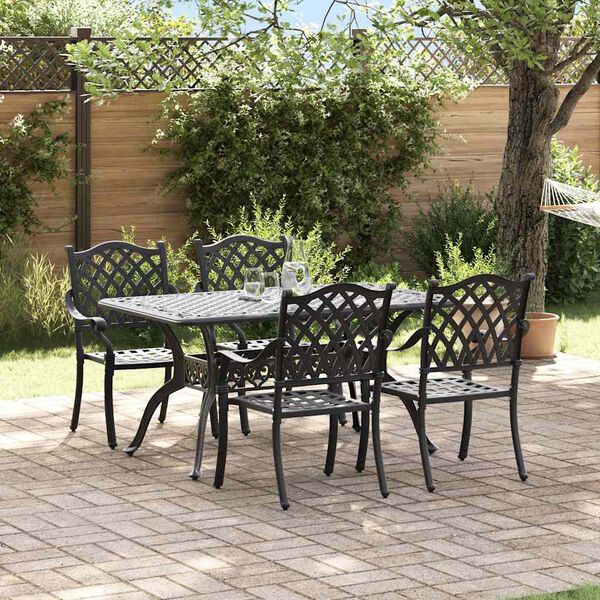 vidaXL Set da Pranzo per Giardino 5 pcs Nero Alluminio