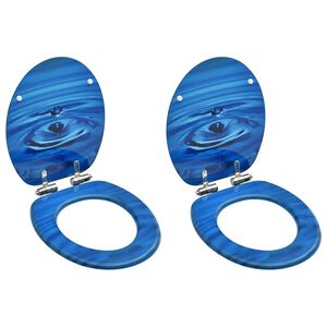 vidaXL Tavolette WC Chiusura Ammortizzata 2 pz MDF Blu Goccia d'Acqua