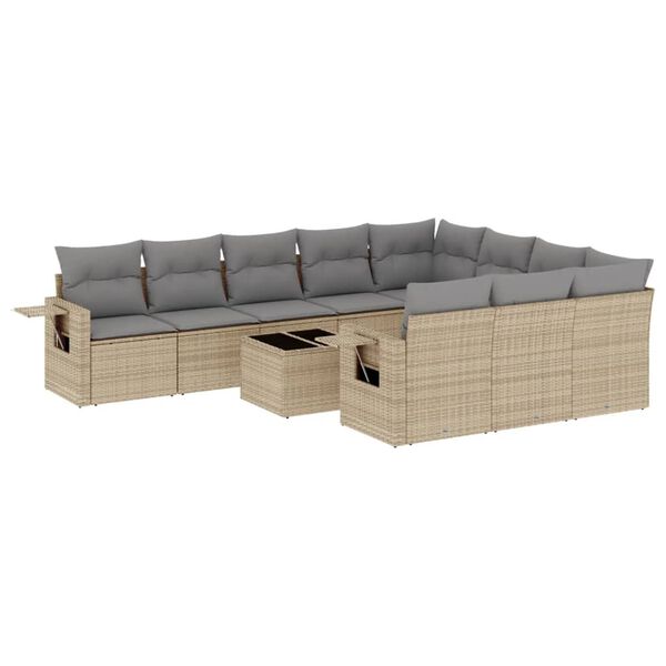 vidaXL Set Divani da Giardino 11 pz con Cuscini Beige in Polyrattan