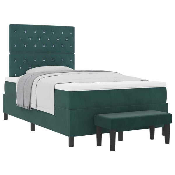 vidaXL Letto a molle con materasso Verde Scuro 120 x 200 cm Velluto