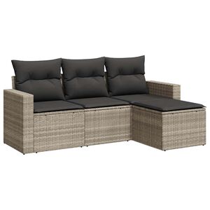vidaXL Set Divano da Giardino 4pz con Cuscini Grigio Chiaro Polyrattan