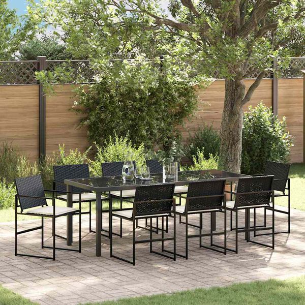 vidaXL Set da Pranzo per Giardino 9 pcs Nero