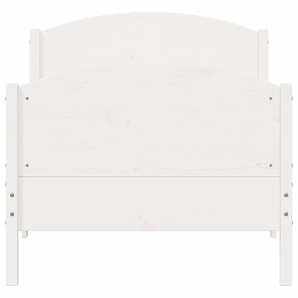 vidaXL Letto senza Materasso Bianco 75x190 in Legno Massello di Pino